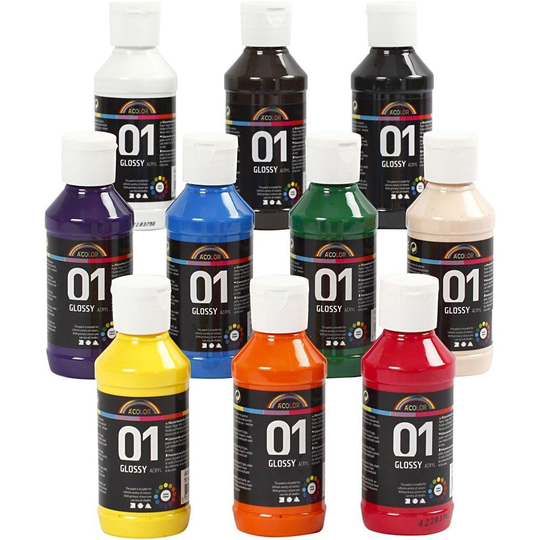 A-Color - Akryylimaali - Kiiltävä - (10 x 100 ml)