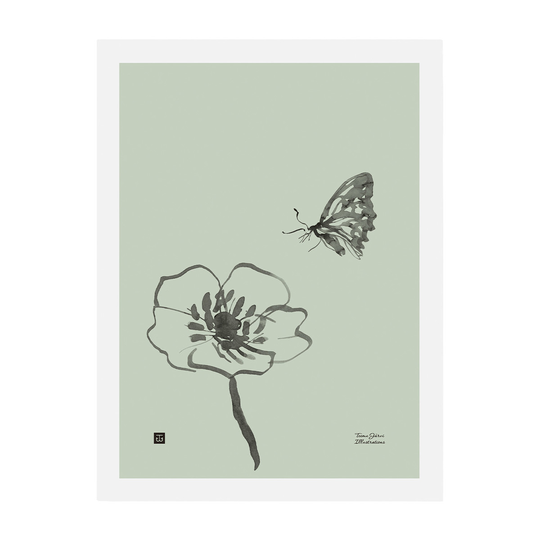 Teemu Järvi Illustrations Perhonen juliste 30 x 40 cm, keväänvihreä