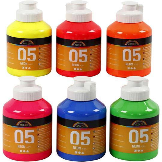 A-Color - Akryylimaali - Neon - (6 x 500 ml)