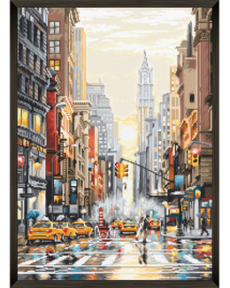 Kirjontapakkaus Taulu Auringonlasku New Yorkissa