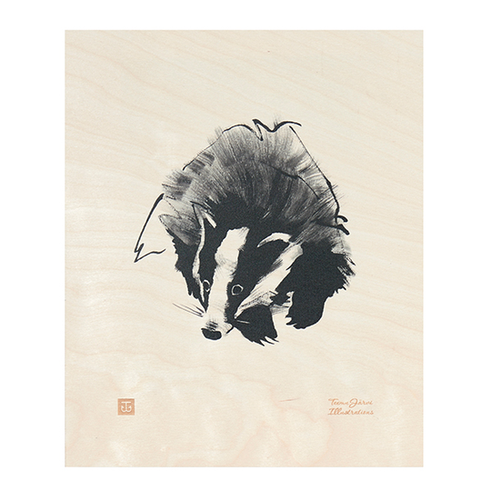 Teemu Järvi Illustrations Mäyrä vanerijuliste