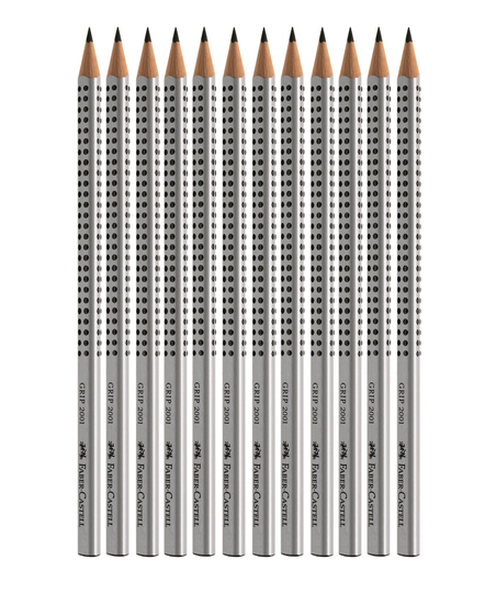 Faber-Castell - Grip 2001 lyijykynä - HB - hopea, 12 kpl