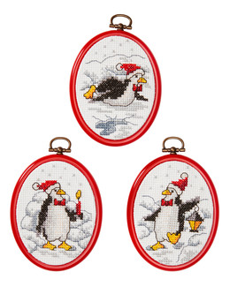 Kirjontapakkaus Taulu Pingviinit 3/Pak