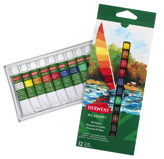 Derwent - Academy Oil Paint, Set of 12 x 12ml