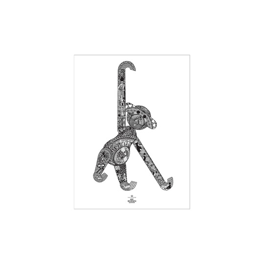 Kay Bojesen - Monkey poster 30x40 cm black/white (39497)