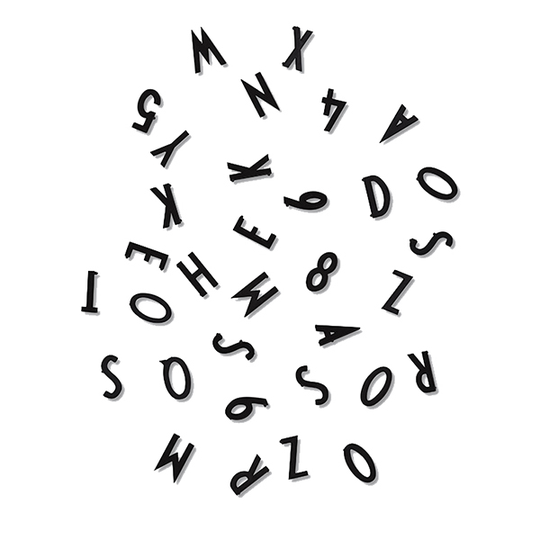 Design Letters Muistitaulun kirjaimet, pieni, musta