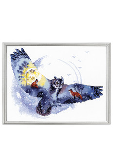 Kirjontapakkaus Taulu Pöllö